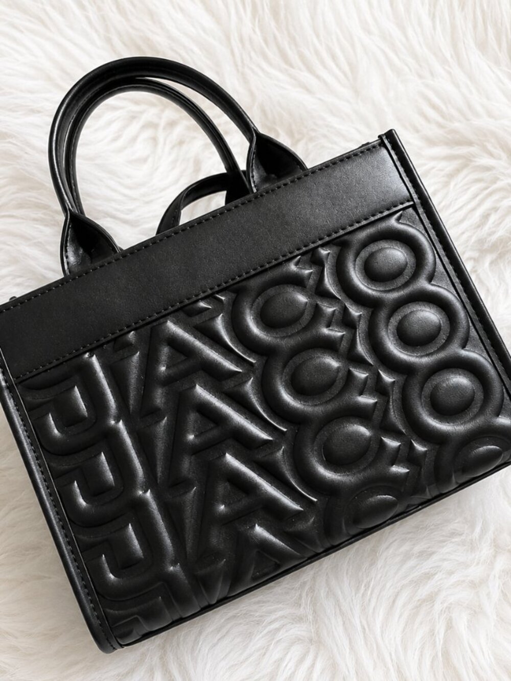 NWT Marc Jacobs The Tote Bag Black Embossed Crossbody Handbag - Picture 2 of 2